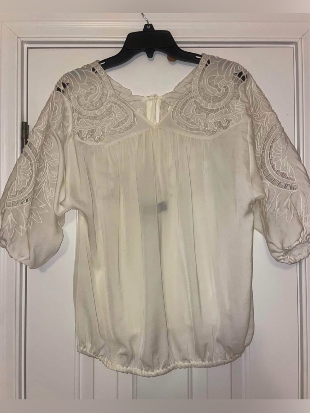 Fab'rik Cream Lace Detail Top Size Small